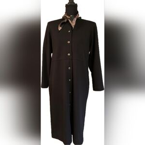 Petites by Willi Vintage Black Dress with Colorful Scarf Size 10